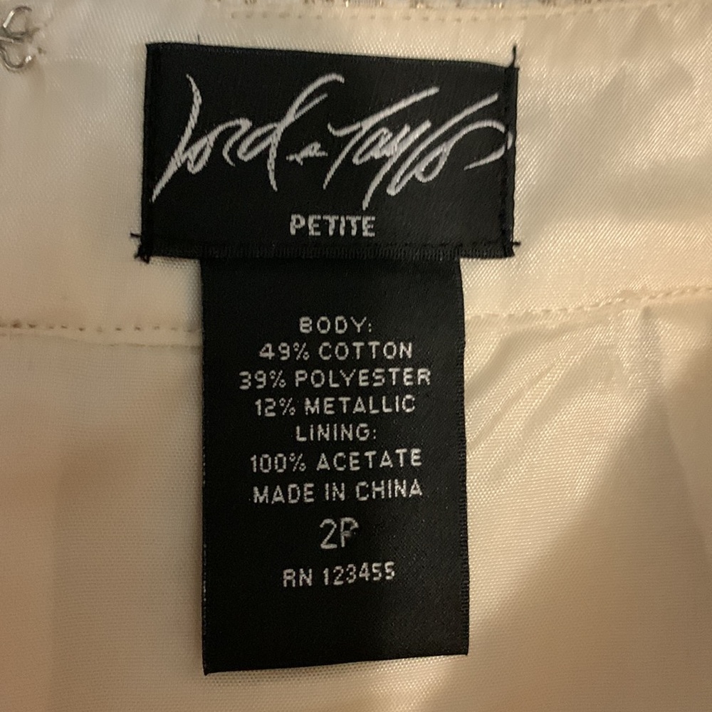 LORD & TAYLOR Pencil Skirt Gold & Cream Mini Size  2 - Picture 7 of 10